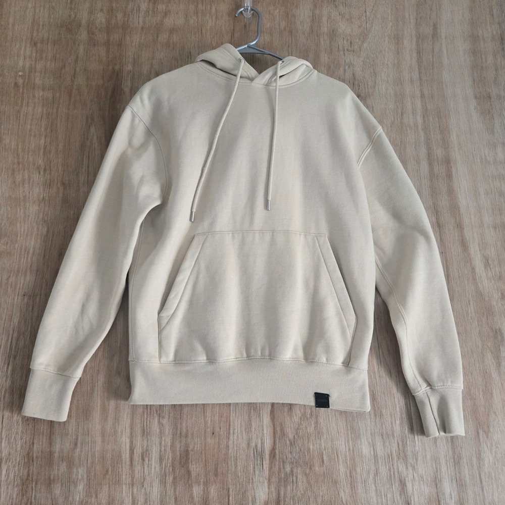 Pull&Bear Mens XS Cream Beige Long Sleeve Pullover Hoodie Sweatshirt